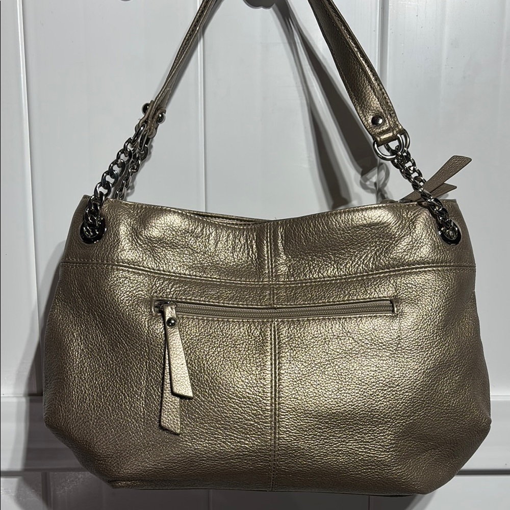 Tignanello gold leather shoulder bag